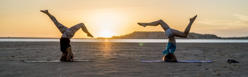 Head Stand on a sunset