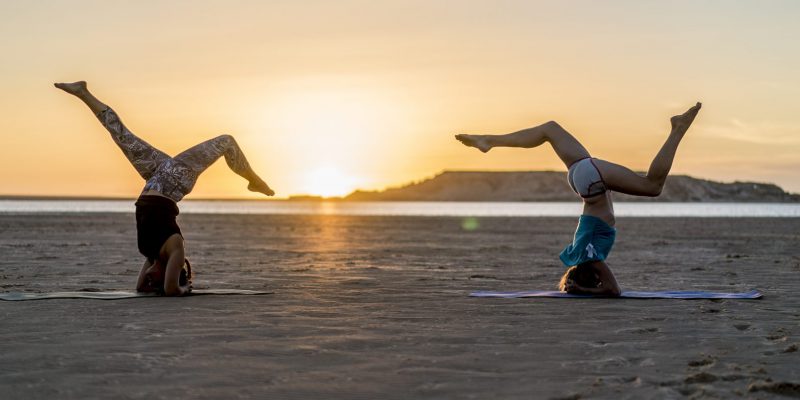 Head Stand on a sunset