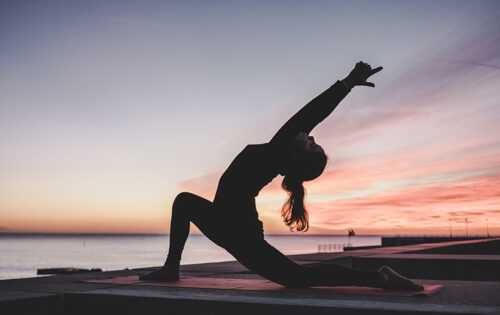 sunset yoga pose